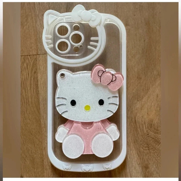 HELLO KITTY IPHONE 12 PRO PHONE CASE MIRROR CUTE PINK GLITTER SANRIO - Picture 1 of 3